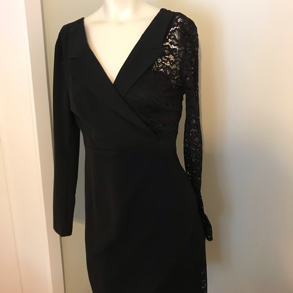 Elegant Black Lace Sleeve Dress